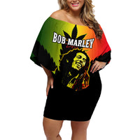 Jamaica Legend Bob Family Matching Off Shoulder Short Dress and Hawaiian Shirt The King Of Reggae - Wonder Print Shop