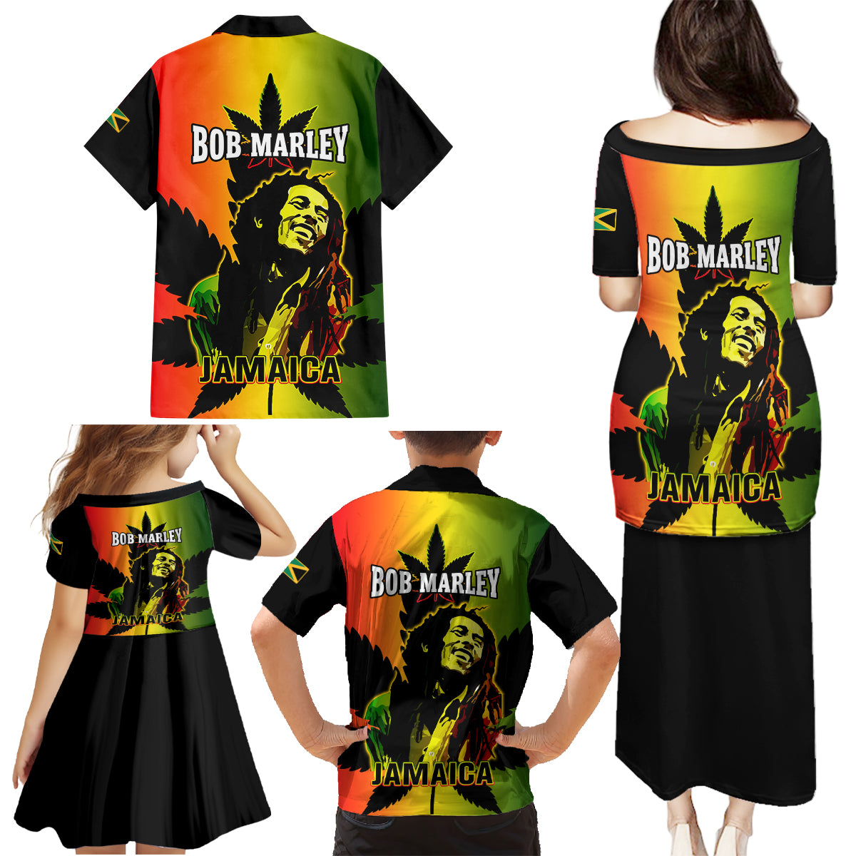 Jamaica Legend Bob Family Matching Puletasi Dress and Hawaiian Shirt The King Of Reggae - Wonder Print Shop
