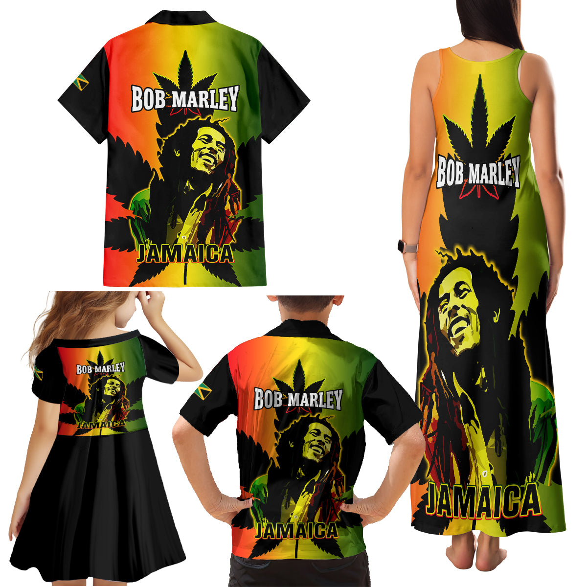 Jamaica Legend Bob Family Matching Tank Maxi Dress and Hawaiian Shirt The King Of Reggae - Wonder Print Shop