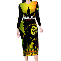 Jamaica Legend Bob Long Sleeve Bodycon Dress The King Of Reggae - Wonder Print Shop