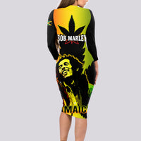 Jamaica Legend Bob Long Sleeve Bodycon Dress The King Of Reggae - Wonder Print Shop