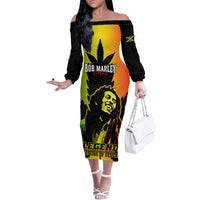Jamaica Legend Bob Off The Shoulder Long Sleeve Dress The King Of Reggae - Wonder Print Shop