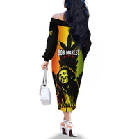 Jamaica Legend Bob Off The Shoulder Long Sleeve Dress The King Of Reggae - Wonder Print Shop