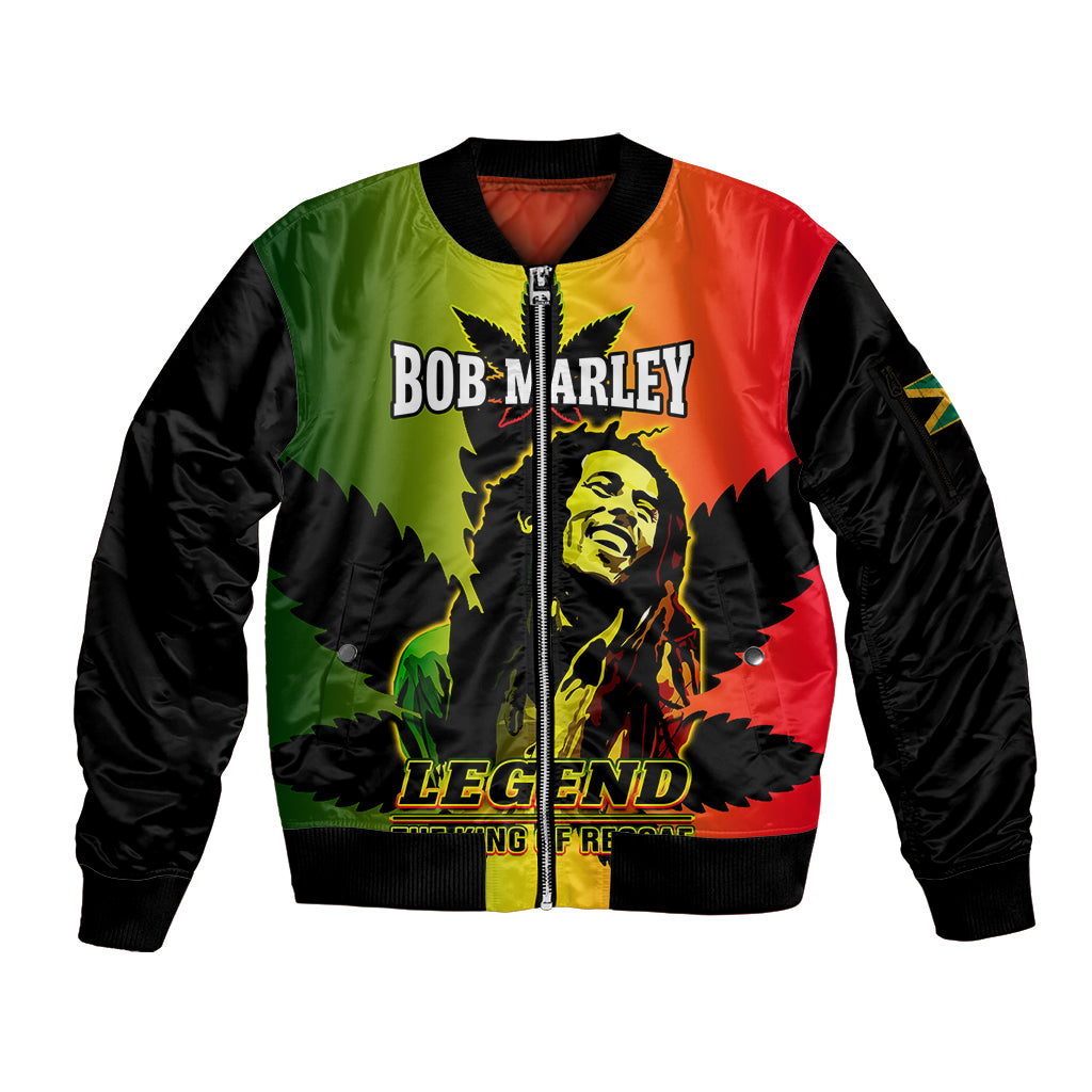 Jamaica Legend Bob Sleeve Zip Bomber Jacket The King Of Reggae - Wonder Print Shop