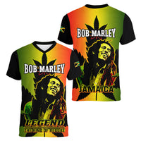 Jamaica Legend Bob Women V Neck T Shirt The King Of Reggae - Wonder Print Shop