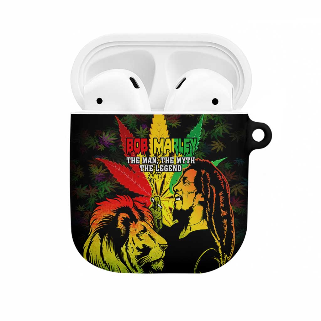 Jamaica Legend Bob AirPods Case Lion With Cannabis Leaf Pattern - Wonder Print Shop