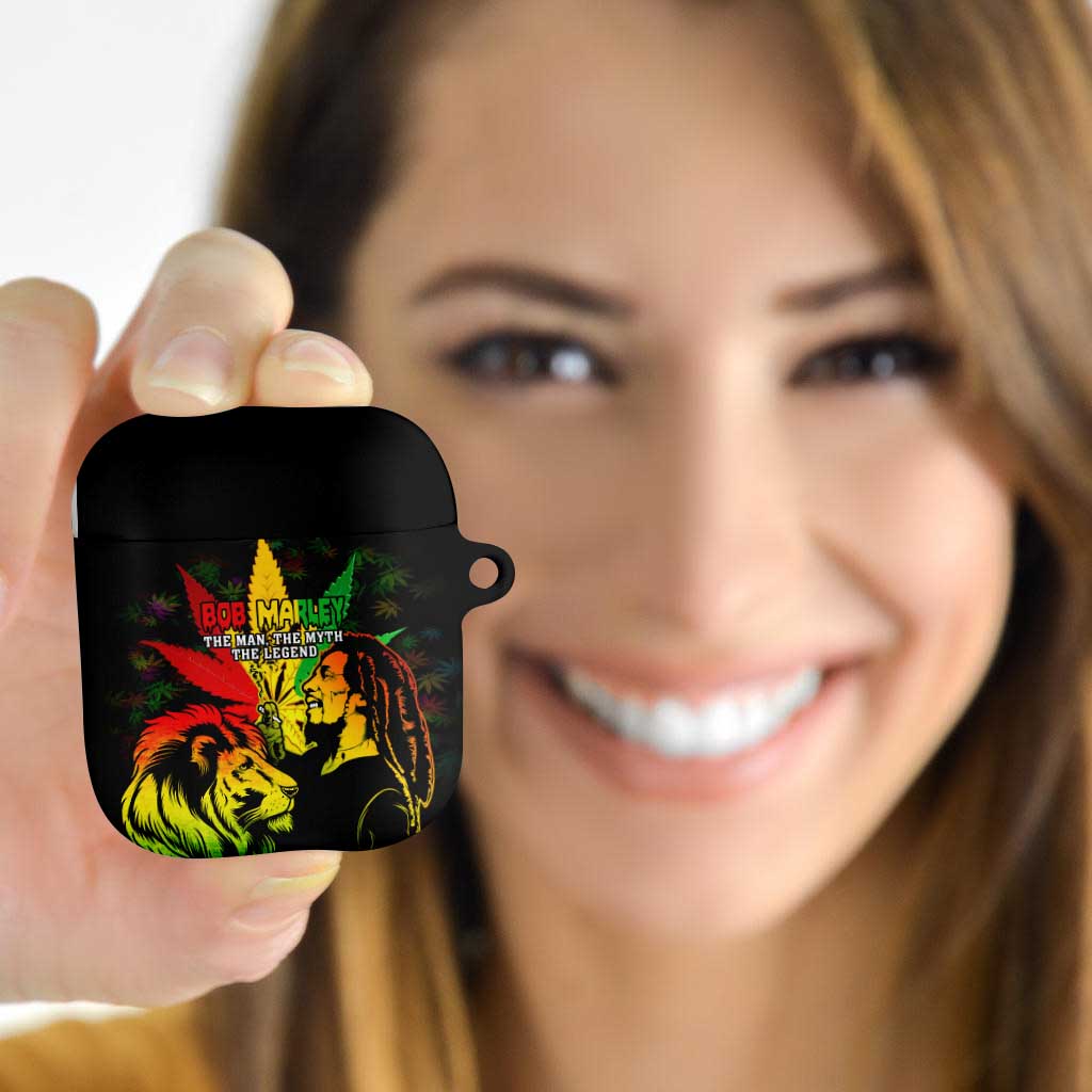 Jamaica Legend Bob AirPods Case Lion With Cannabis Leaf Pattern - Wonder Print Shop