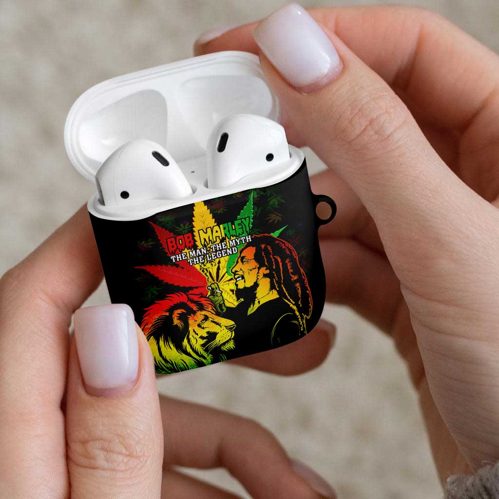 Jamaica Legend Bob AirPods Case Lion With Cannabis Leaf Pattern - Wonder Print Shop