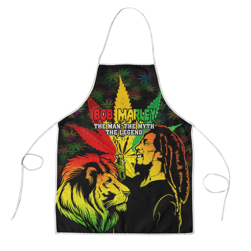 Jamaica Legend Bob Apron Lion With Cannabis Leaf Pattern - Wonder Print Shop