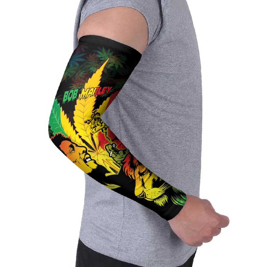 Jamaica Legend Bob Arm Sleeves Lion With Cannabis Leaf Pattern - Wonder Print Shop