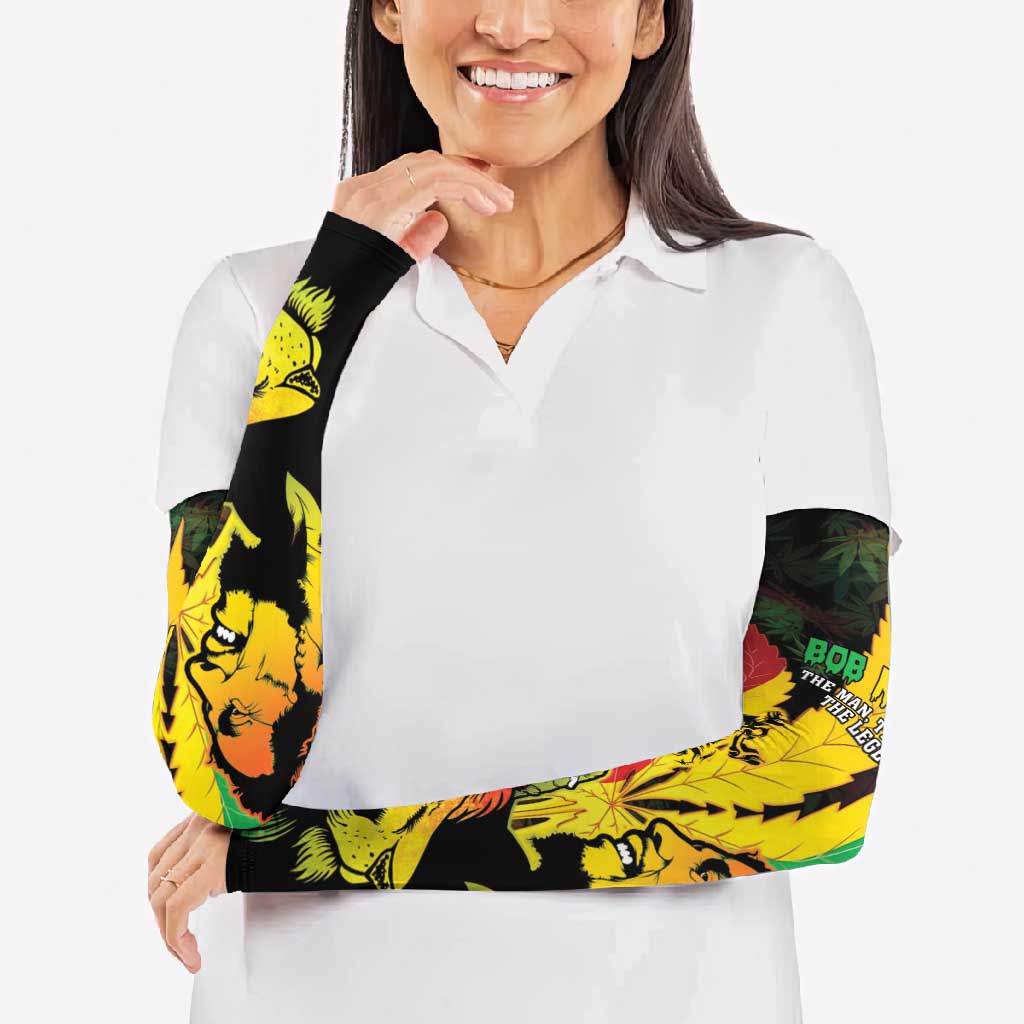 Jamaica Legend Bob Arm Sleeves Lion With Cannabis Leaf Pattern - Wonder Print Shop