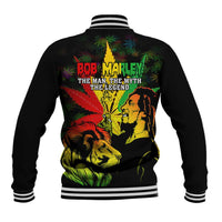 Jamaica Legend Bob Baseball Jacket Lion With Cannabis Leaf Pattern LT14