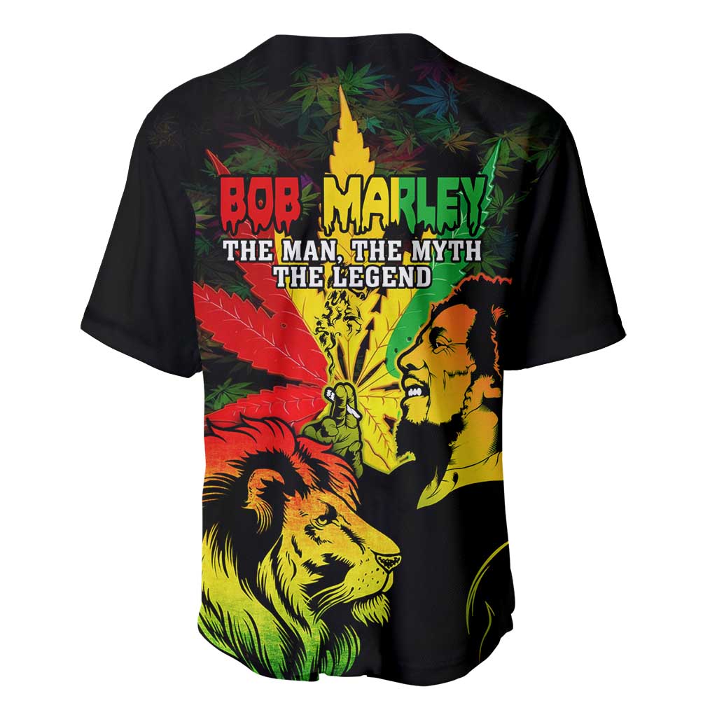 Jamaica Legend Bob Baseball Jersey Lion With Cannabis Leaf Pattern LT14