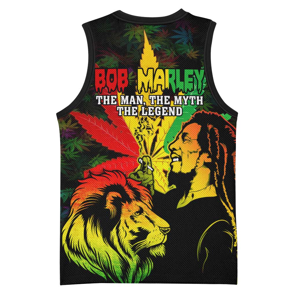 Jamaica Legend Bob Basketball Jersey Lion With Cannabis Leaf Pattern - Wonder Print Shop