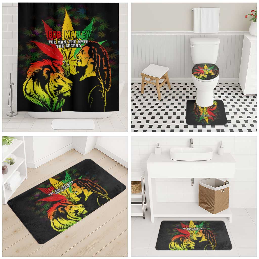 Jamaica Legend Bob Bathroom Set Lion With Cannabis Leaf Pattern - Wonder Print Shop