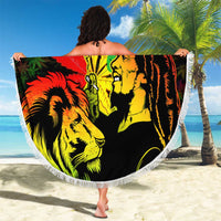 Jamaica Legend Bob Beach Blanket Lion With Cannabis Leaf Pattern - Wonder Print Shop