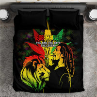 Jamaica Legend Bob Bedding Set Lion With Cannabis Leaf Pattern - Wonder Print Shop