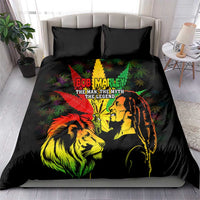 Jamaica Legend Bob Bedding Set Lion With Cannabis Leaf Pattern - Wonder Print Shop