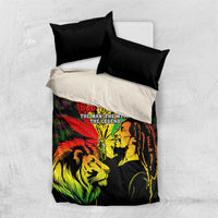 Jamaica Legend Bob Bedding Set Lion With Cannabis Leaf Pattern - Wonder Print Shop