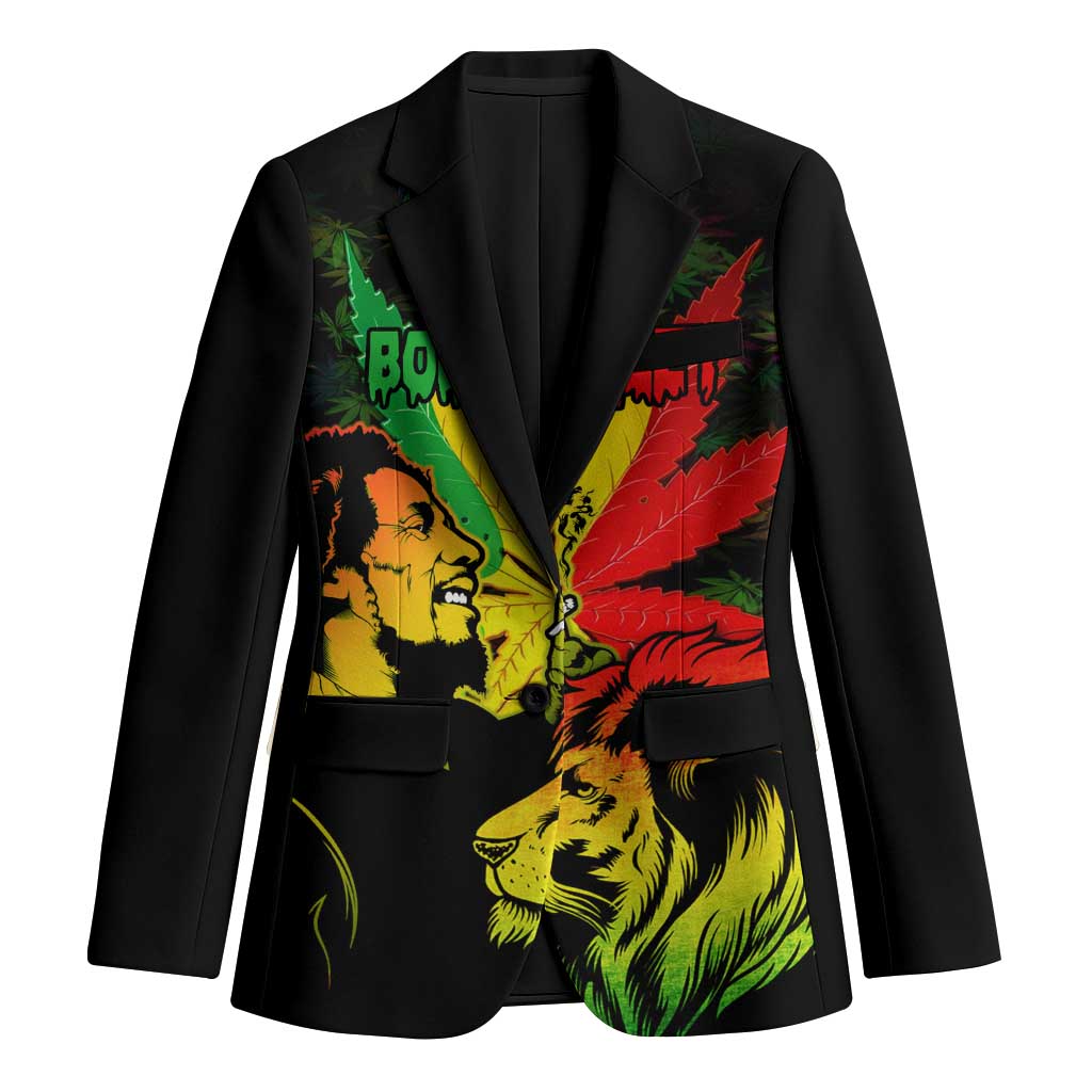 Jamaica Legend Bob Blazer Lion With Cannabis Leaf Pattern - Wonder Print Shop