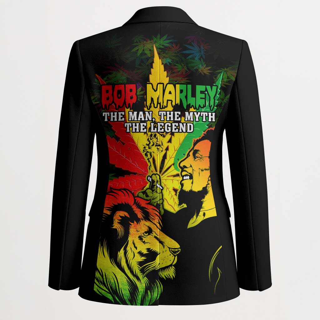 Jamaica Legend Bob Blazer Lion With Cannabis Leaf Pattern - Wonder Print Shop