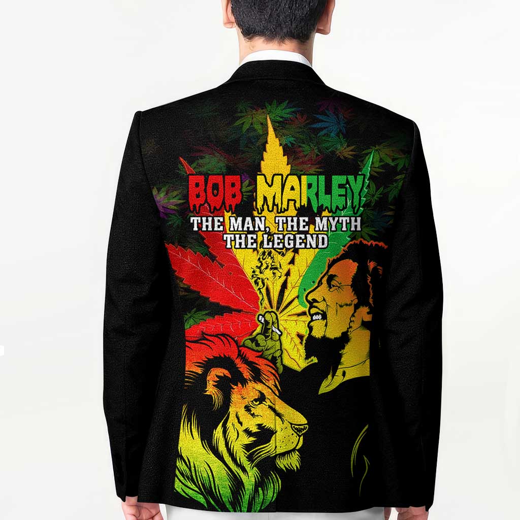 Jamaica Legend Bob Blazer Lion With Cannabis Leaf Pattern - Wonder Print Shop