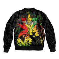 Jamaica Legend Bob Bomber Jacket Lion With Cannabis Leaf Pattern LT14