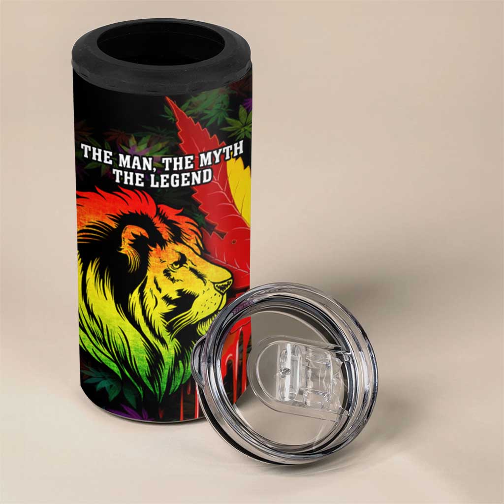 Jamaica Legend Bob 4 in 1 Can Cooler Tumbler Lion With Cannabis Leaf Pattern - Wonder Print Shop