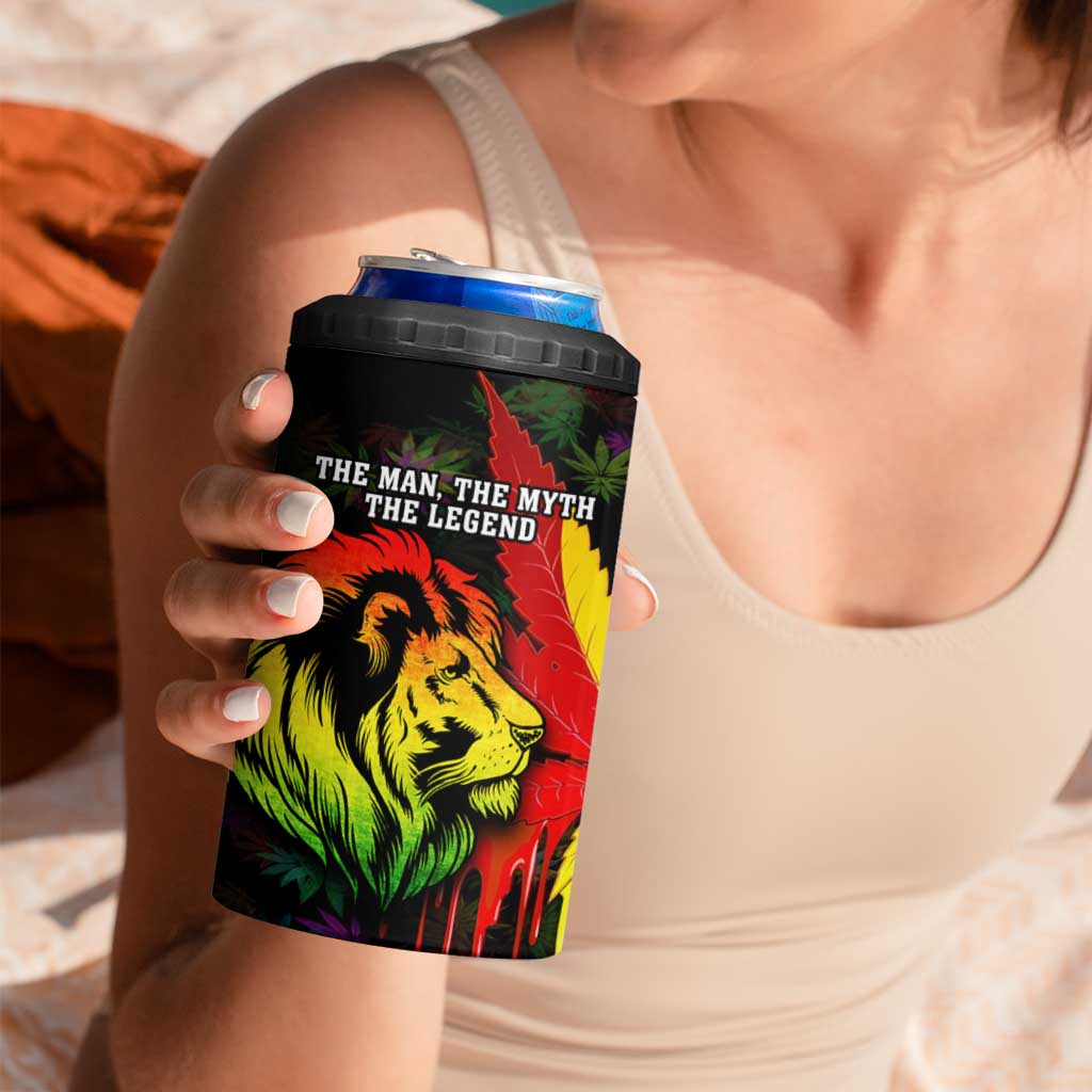 Jamaica Legend Bob 4 in 1 Can Cooler Tumbler Lion With Cannabis Leaf Pattern - Wonder Print Shop