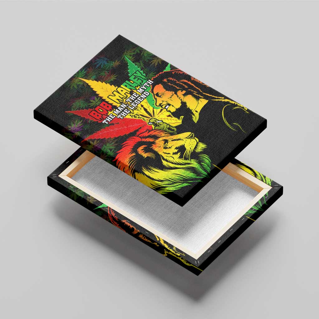 Jamaica Legend Bob Canvas Wall Art Lion With Cannabis Leaf Pattern - Wonder Print Shop