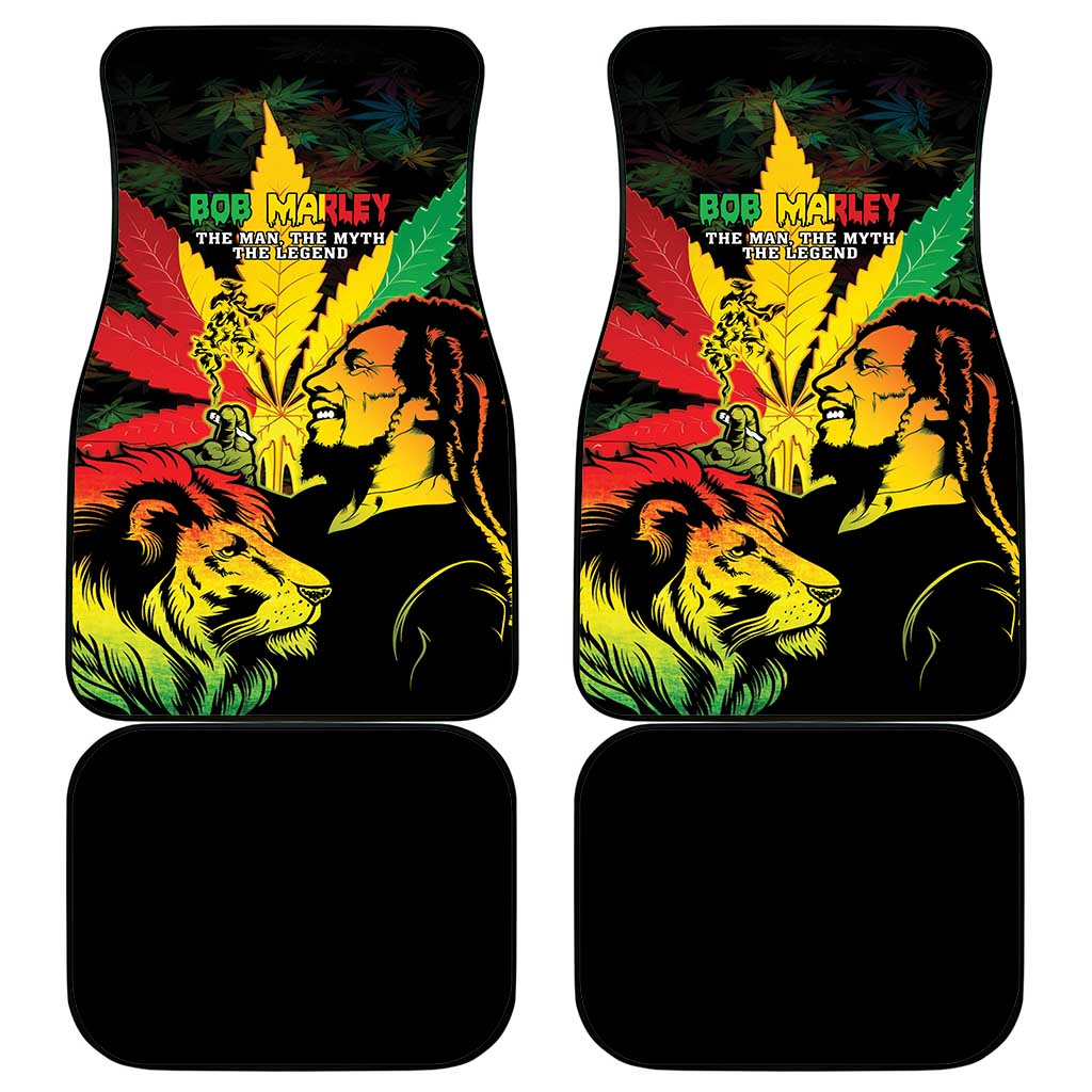 Jamaica Legend Bob Car Mats Lion With Cannabis Leaf Pattern - Wonder Print Shop