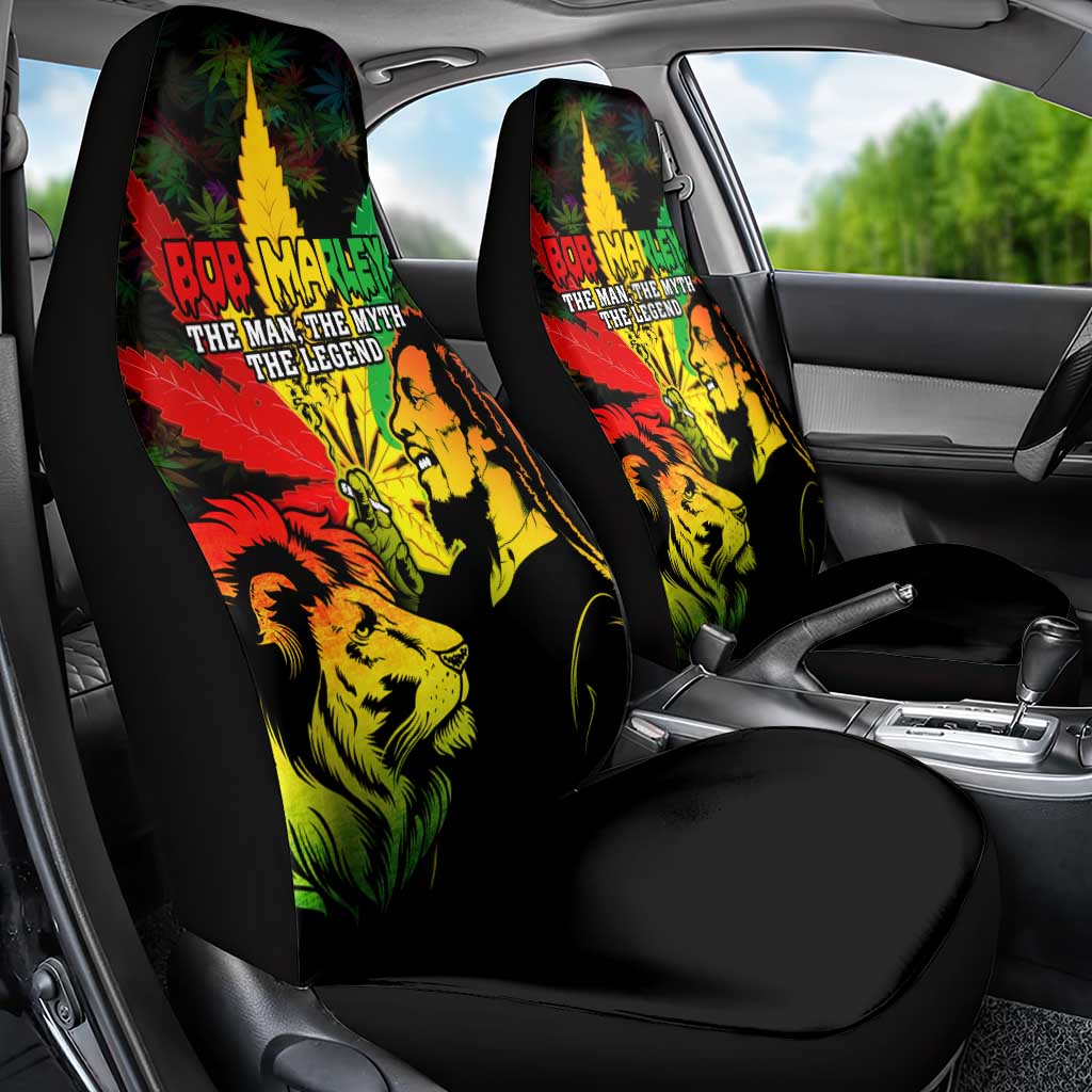 Jamaica Legend Bob Car Seat Cover Lion With Cannabis Leaf Pattern - Wonder Print Shop