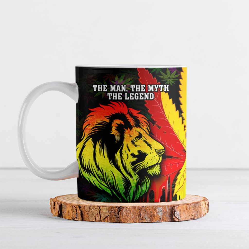 Jamaica Legend Bob Ceramic Mug Lion With Cannabis Leaf Pattern - Wonder Print Shop