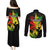 Jamaica Legend Bob Couples Matching Puletasi Dress and Long Sleeve Button Shirts Lion With Cannabis Leaf Pattern - Wonder Print Shop