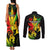 Jamaica Legend Bob Couples Matching Tank Maxi Dress and Long Sleeve Button Shirts Lion With Cannabis Leaf Pattern - Wonder Print Shop