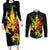 Jamaica Legend Bob Couples Matching Long Sleeve Bodycon Dress and Long Sleeve Button Shirts Lion With Cannabis Leaf Pattern LT14