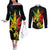 Jamaica Legend Bob Couples Matching Off The Shoulder Long Sleeve Dress and Long Sleeve Button Shirts Lion With Cannabis Leaf Pattern LT14