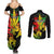 Jamaica Legend Bob Couples Matching Summer Maxi Dress and Long Sleeve Button Shirts Lion With Cannabis Leaf Pattern LT14