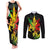 Jamaica Legend Bob Couples Matching Tank Maxi Dress and Long Sleeve Button Shirts Lion With Cannabis Leaf Pattern LT14
