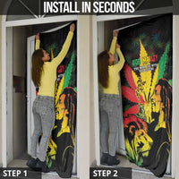 Jamaica Legend Bob Door Cover Lion With Cannabis Leaf Pattern - Wonder Print Shop