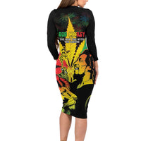 Jamaica Legend Bob Family Matching Long Sleeve Bodycon Dress and Hawaiian Shirt Lion With Cannabis Leaf Pattern LT14