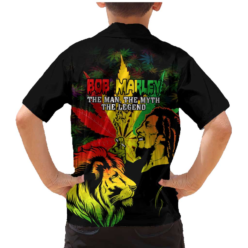 Jamaica Legend Bob Family Matching Mermaid Dress and Hawaiian Shirt Lion With Cannabis Leaf Pattern LT14