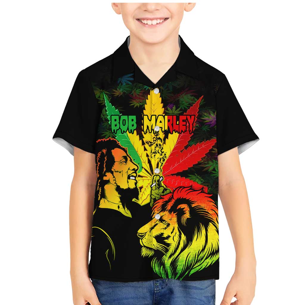 Jamaica Legend Bob Family Matching Mermaid Dress and Hawaiian Shirt Lion With Cannabis Leaf Pattern LT14
