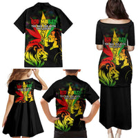 Jamaica Legend Bob Family Matching Puletasi Dress and Hawaiian Shirt Lion With Cannabis Leaf Pattern LT14