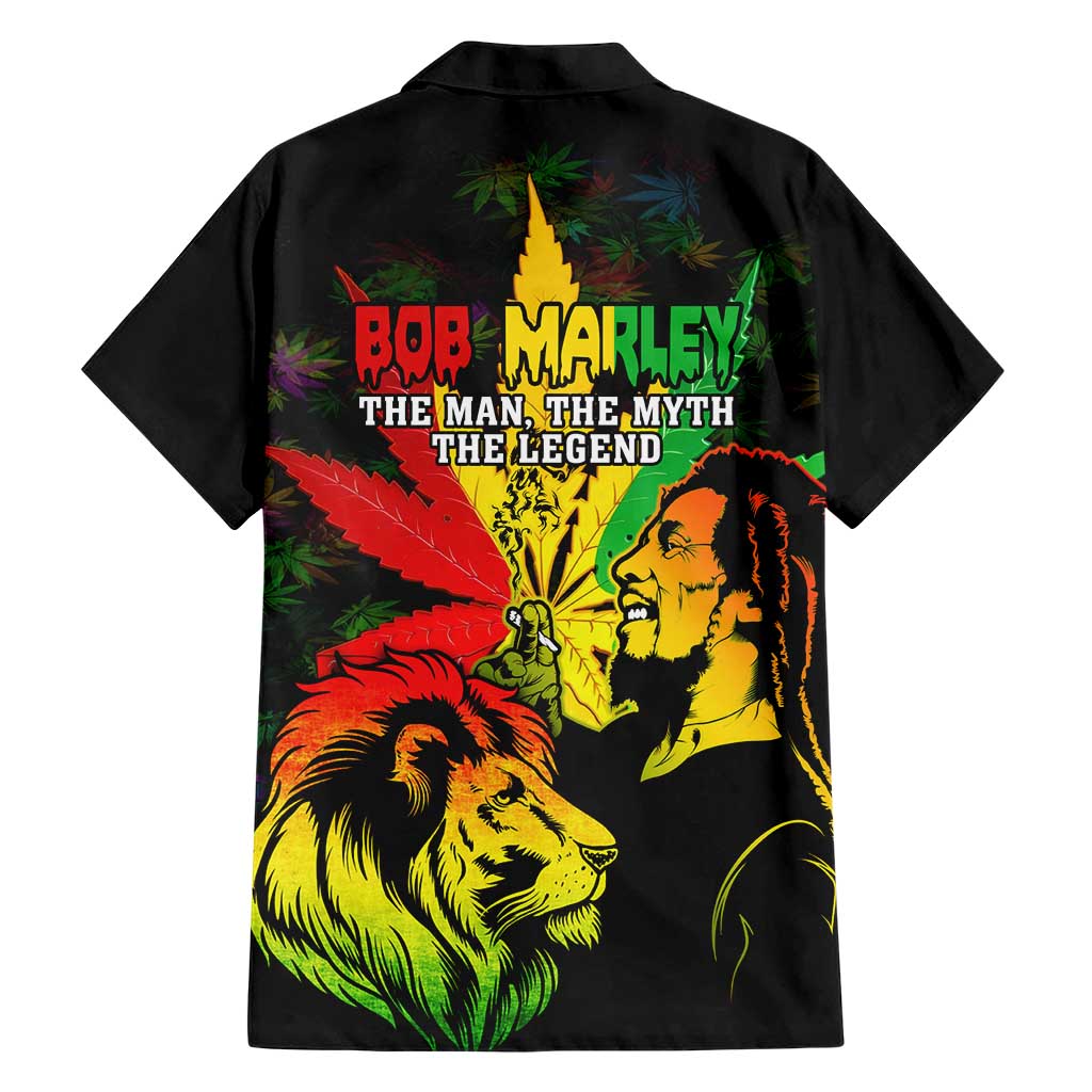 Jamaica Legend Bob Family Matching Short Sleeve Bodycon Dress and Hawaiian Shirt Lion With Cannabis Leaf Pattern LT14