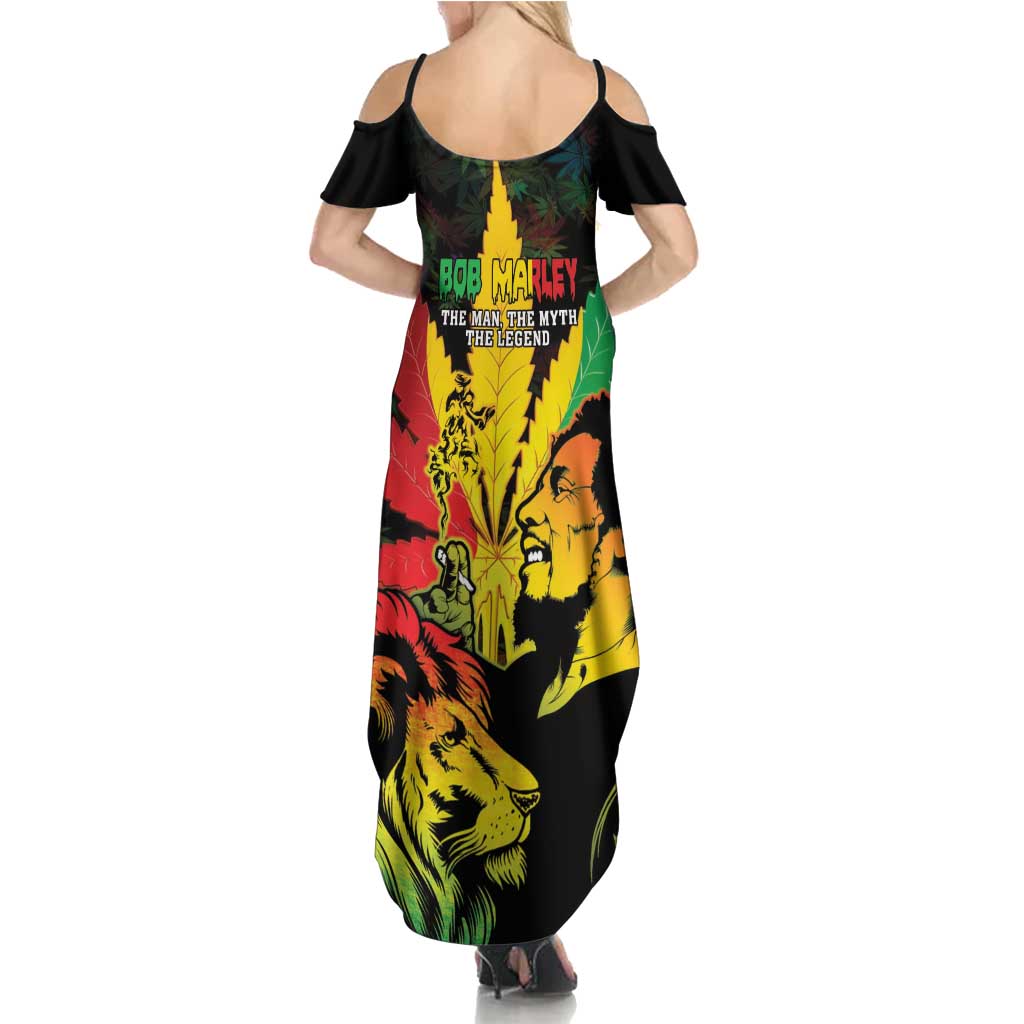 Jamaica Legend Bob Family Matching Summer Maxi Dress and Hawaiian Shirt Lion With Cannabis Leaf Pattern LT14