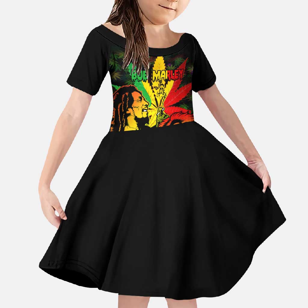 Jamaica Legend Bob Family Matching Tank Maxi Dress and Hawaiian Shirt Lion With Cannabis Leaf Pattern LT14