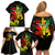 Jamaica Legend Bob Family Matching Off Shoulder Short Dress and Hawaiian Shirt Lion With Cannabis Leaf Pattern - Wonder Print Shop