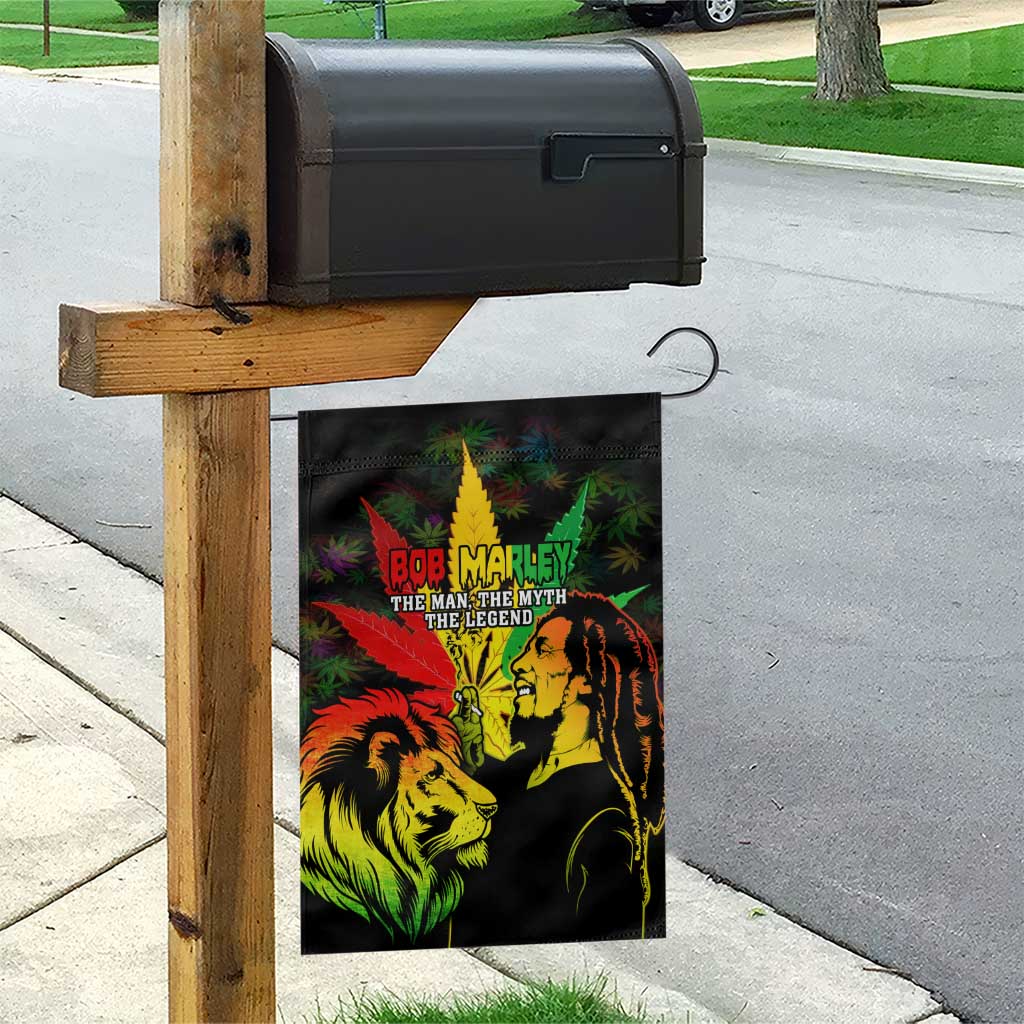 Jamaica Legend Bob Garden Flag Lion With Cannabis Leaf Pattern - Wonder Print Shop