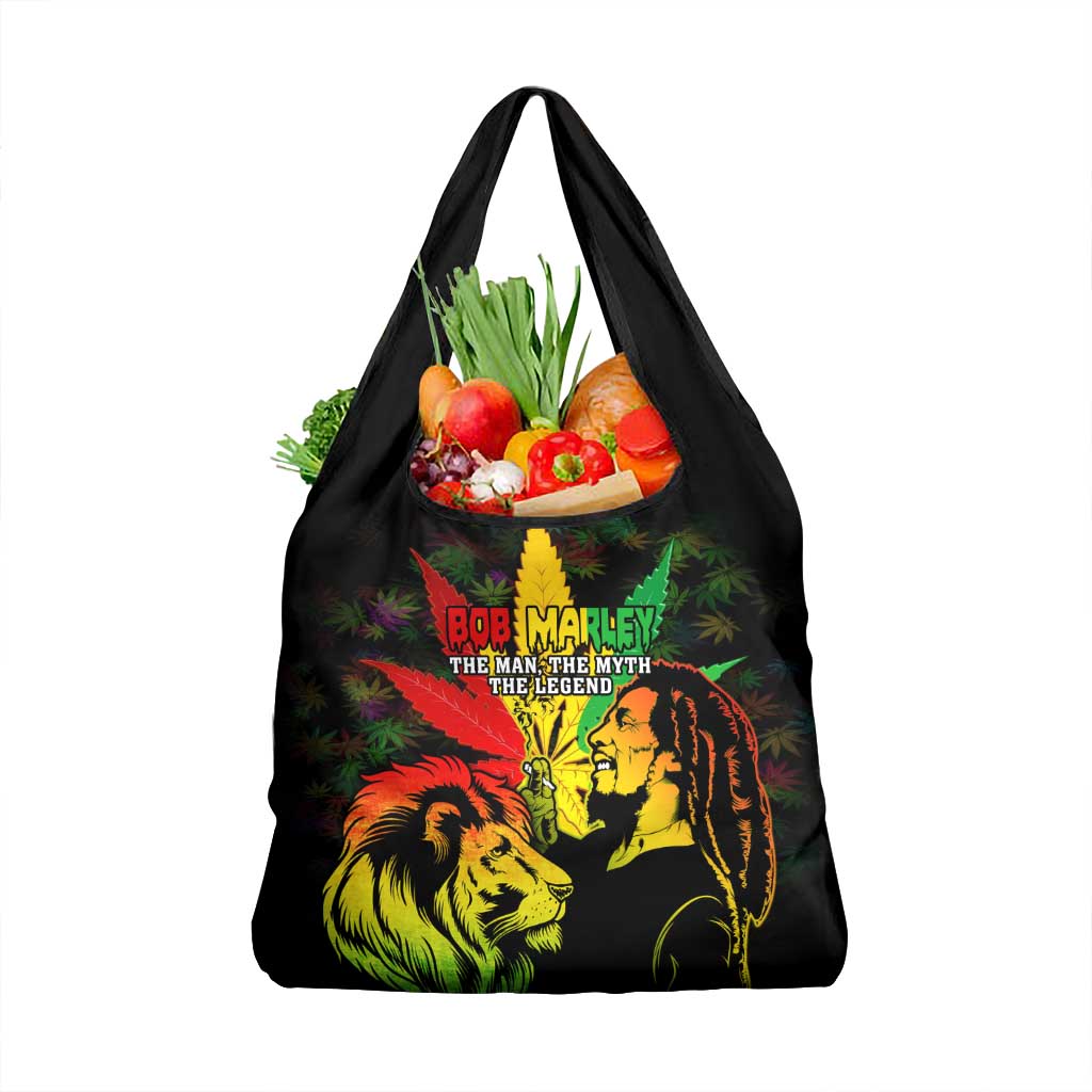 Jamaica Legend Bob Grocery Bag Lion With Cannabis Leaf Pattern - Wonder Print Shop